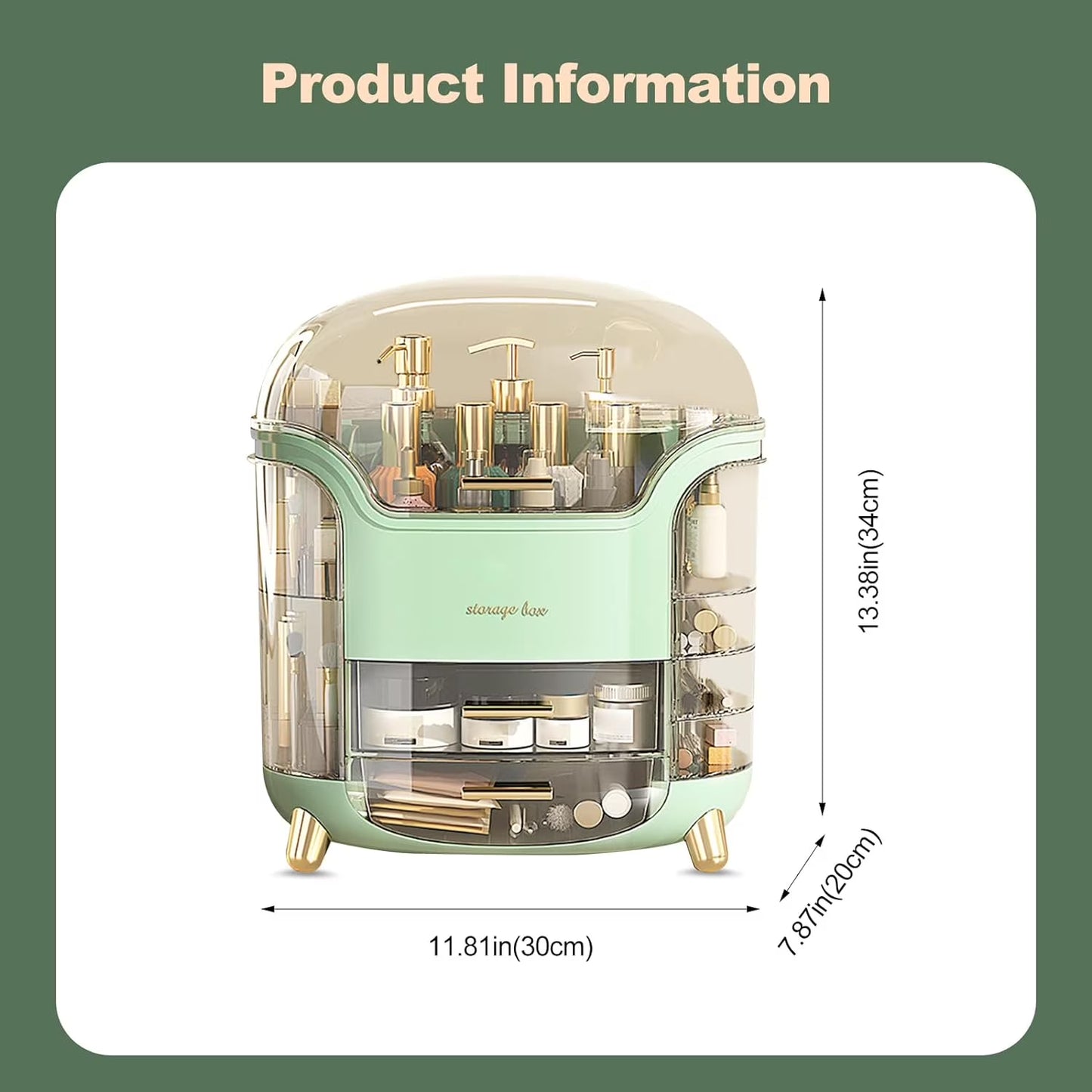 Makeup Storage Box and Organizer, Portable Vanity Cosmetics Bathroom Storage