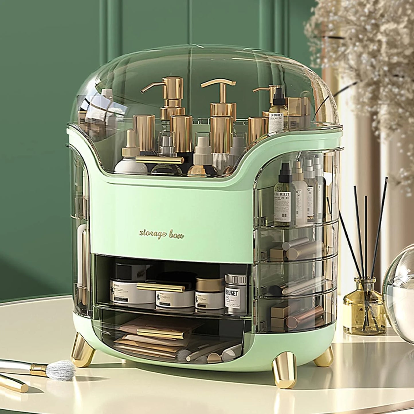 Makeup Storage Box and Organizer, Portable Vanity Cosmetics Bathroom Storage